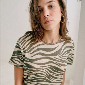 Sezane André linen tee zebra print
